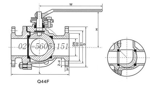 L型三通球閥Q44F