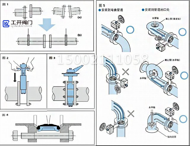 管道蝶閥安裝示意圖