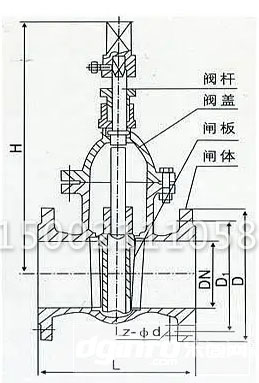 傳動帽彈性座封閘閥結構圖