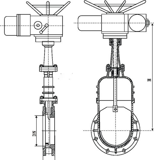 電動帶蓋零泄漏暗桿刀型閘閥結(jié)構(gòu)尺寸